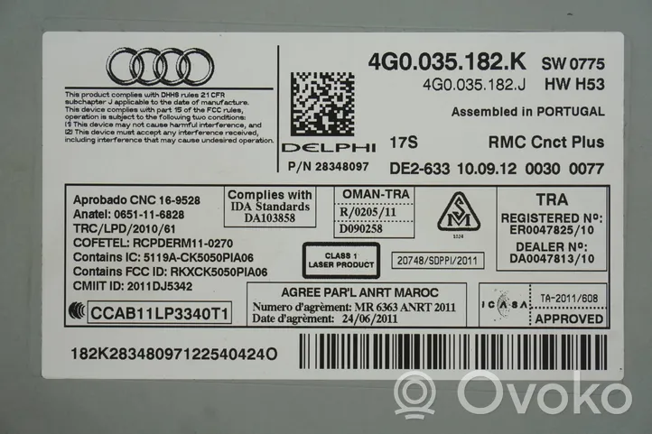 Audi A6 C7 Panel / Radioodtwarzacz CD/DVD/GPS 4G0035182K