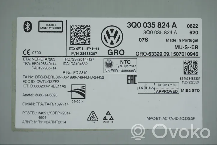 Volkswagen PASSAT B8 Navigacijos (GPS) CD/DVD skaitytuvas 3Q0035824A