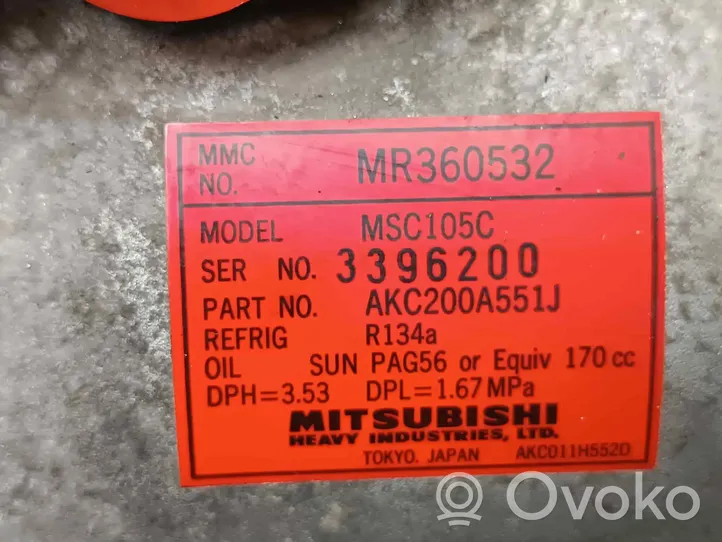 Mitsubishi Montero Kompresor / Sprężarka klimatyzacji A/C MR360532