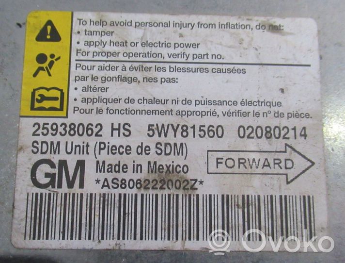 Chevrolet HHR Airbag control unit/module 5WY81560