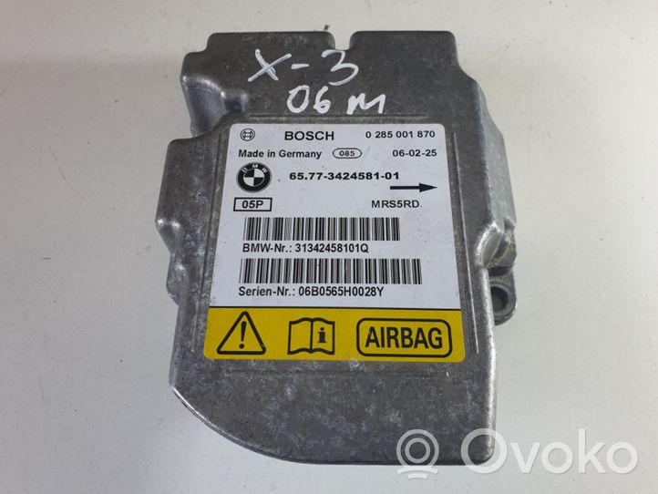 BMW X3 E83 Oro pagalvių valdymo blokas 3424581