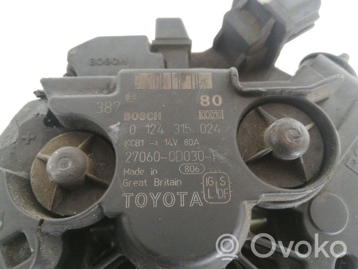 Toyota Corolla Verso AR10 Alternator 0124315024