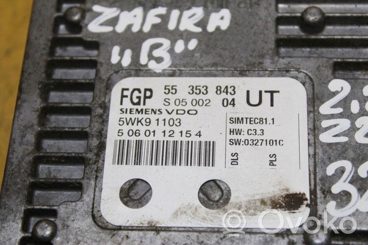 Opel Zafira B Komputer / Sterownik ECU silnika 55353843UT