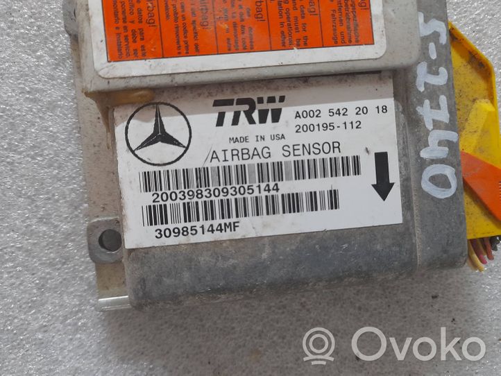 Mercedes-Benz ML W163 Oro pagalvių valdymo blokas A0025422018