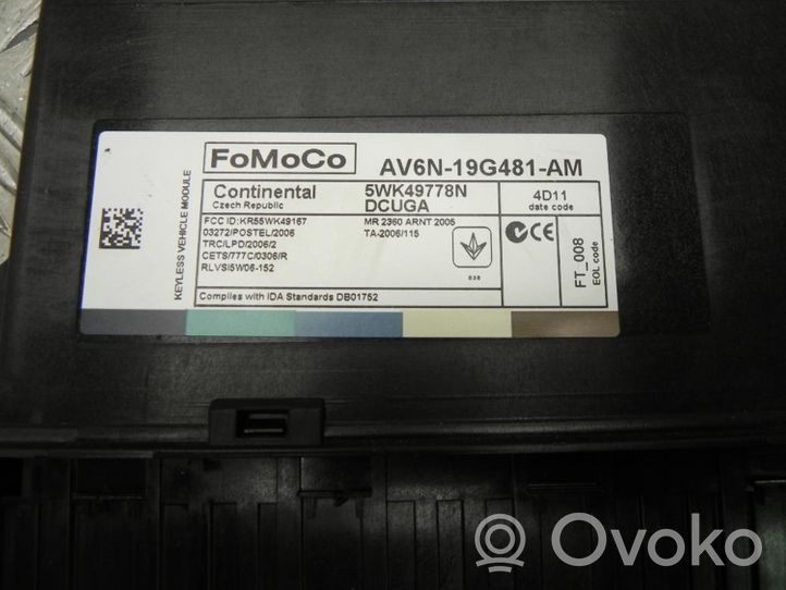 Ford Kuga II Module de contrôle sans clé Go AV6N19G481AM