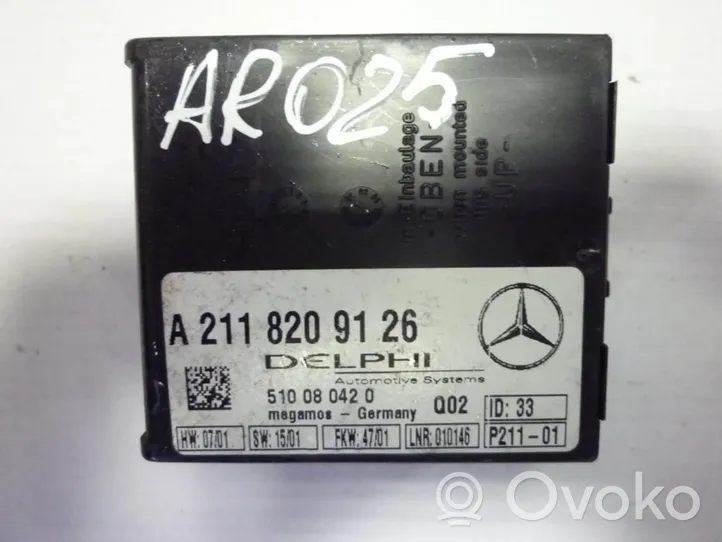 Mercedes-Benz S W220 Hälytyksen ohjainlaite/moduuli A2118209126