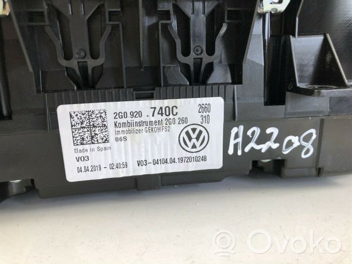 Volkswagen Polo VI AW Compteur de vitesse tableau de bord 2G0920740C