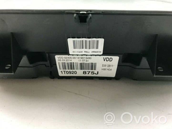 Volkswagen Touran II Compteur de vitesse tableau de bord 1T0920875J