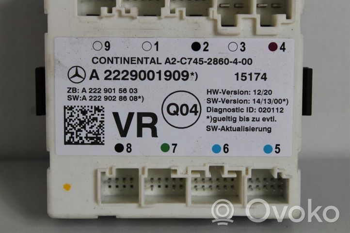 Mercedes-Benz S W222 Oven ohjainlaite/moduuli A2229001909
