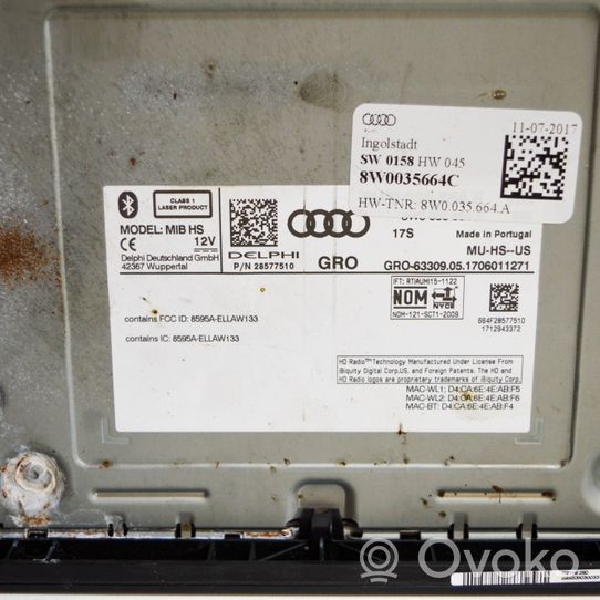 Audi A4 S4 B9 Unité / module navigation GPS 8W0035664C