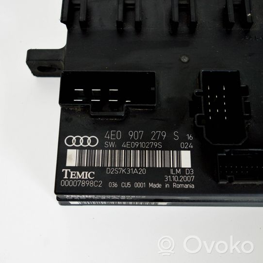 Audi A8 S8 D3 4E Module de contrôle carrosserie centrale 4E0907279S