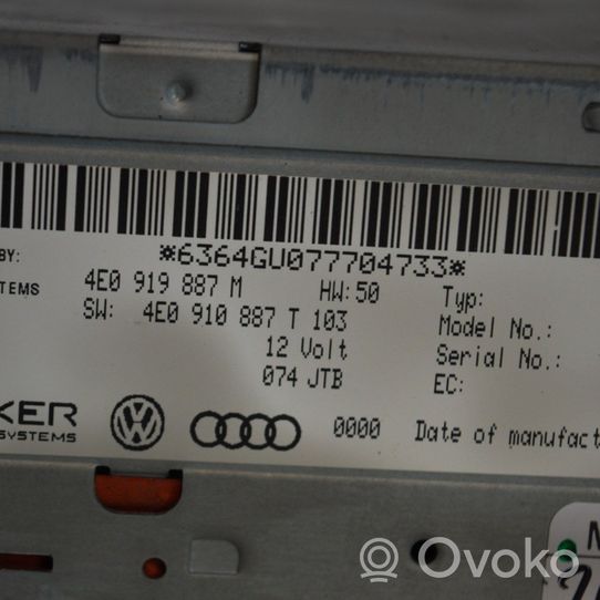 Audi A8 S8 D3 4E Unité / module navigation GPS 4E0919887M