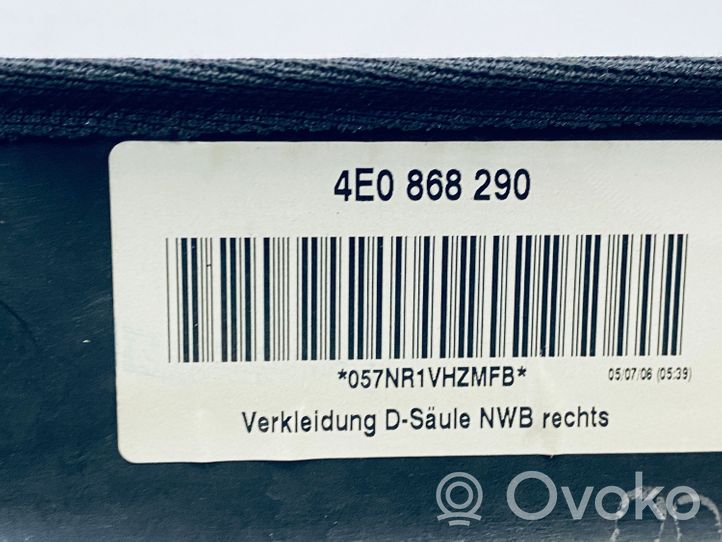 Audi A8 S8 D3 4E D-pilarin verhoilu (yläosa) 4E0868290