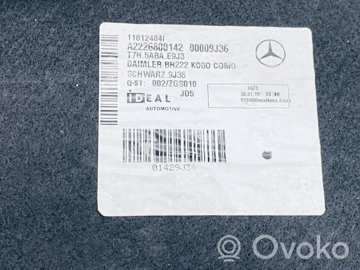 Mercedes-Benz S W222 Tappeto di rivestimento del fondo del bagagliaio/baule A2226800142