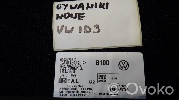 Volkswagen ID.3 Zestaw dywaników samochodowych 10A864451C