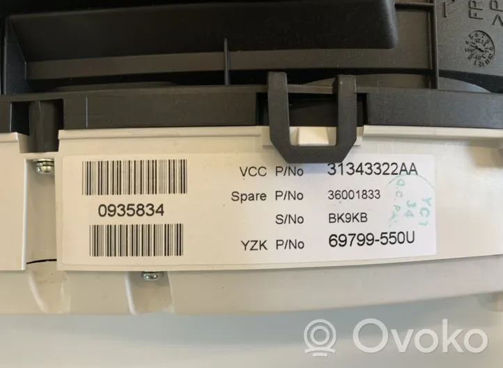 Volvo S60 Tachimetro (quadro strumenti) 31343322AA