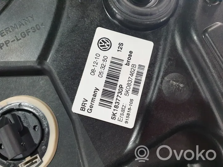 Volkswagen Golf VI Alzacristalli della portiera anteriore con motorino 5k0837462b