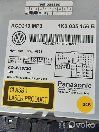 Volkswagen Golf VI Radija/ CD/DVD grotuvas/ navigacija 1K0035156B
