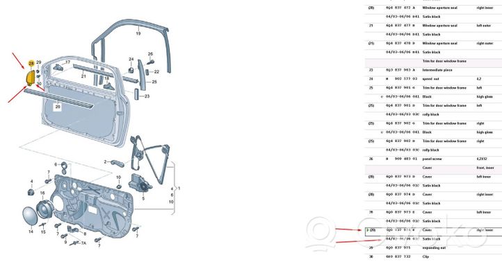 Volkswagen Polo IV 9N3 Altro elemento di rivestimento della portiera anteriore 6Q0837974E