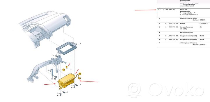 Volkswagen Touareg I Airbag de passager 7L0880202