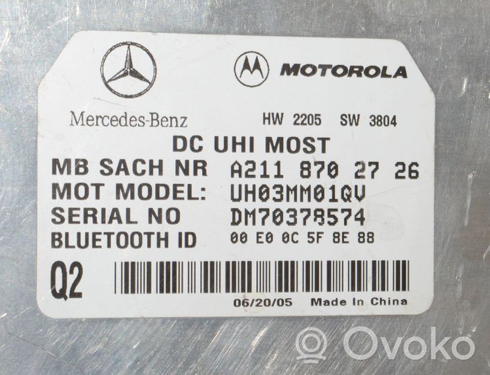 Mercedes-Benz E W211 Centralina/modulo bluetooth A2118702726