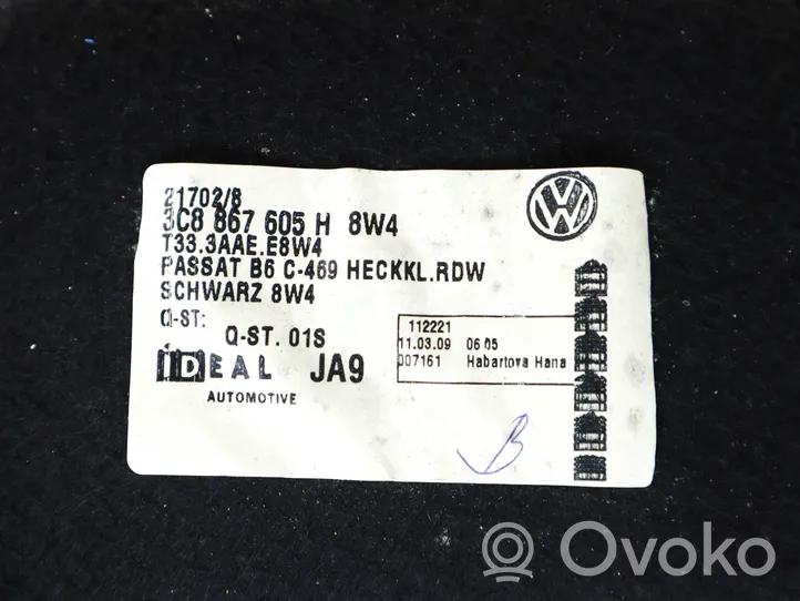 Volkswagen PASSAT CC Garniture de couvercle de coffre arriere hayon 3C8867605H