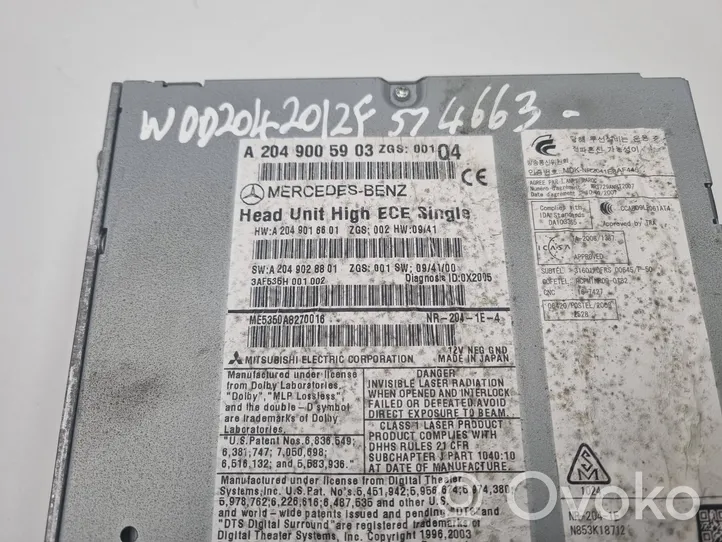 Mercedes-Benz C W204 Unità principale autoradio/CD/DVD/GPS A2049005903