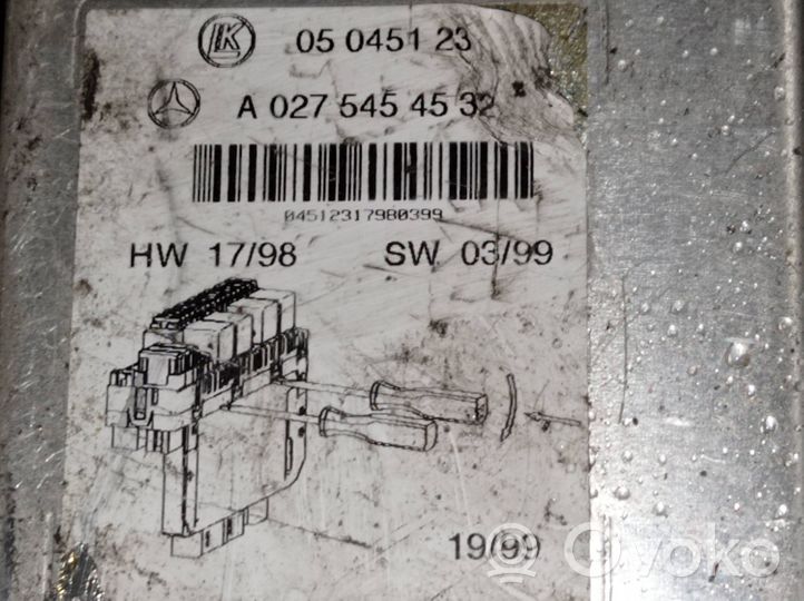 Mercedes-Benz S W220 Módulo de fusible A0275454532