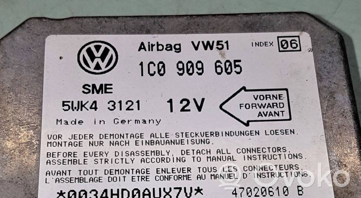 Audi 80 90 S2 B4 Centralina/modulo airbag 1C0909605