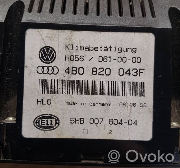 Audi A6 S6 C5 4B Ilmastoinnin ohjainlaite 4B0820043F