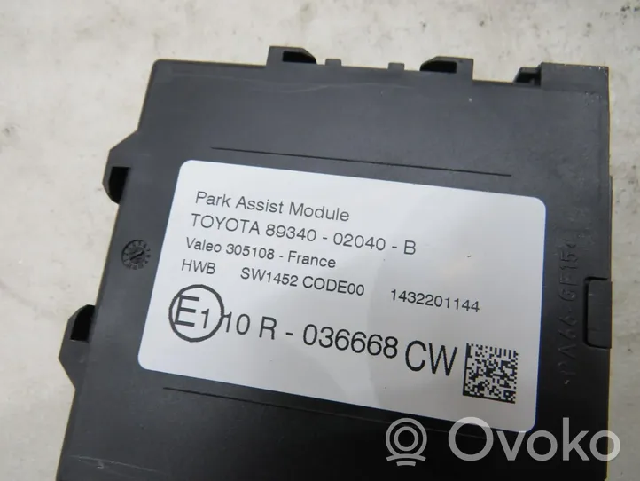 Toyota Auris E180 Centralina/modulo sensori di parcheggio PDC 89340-02040