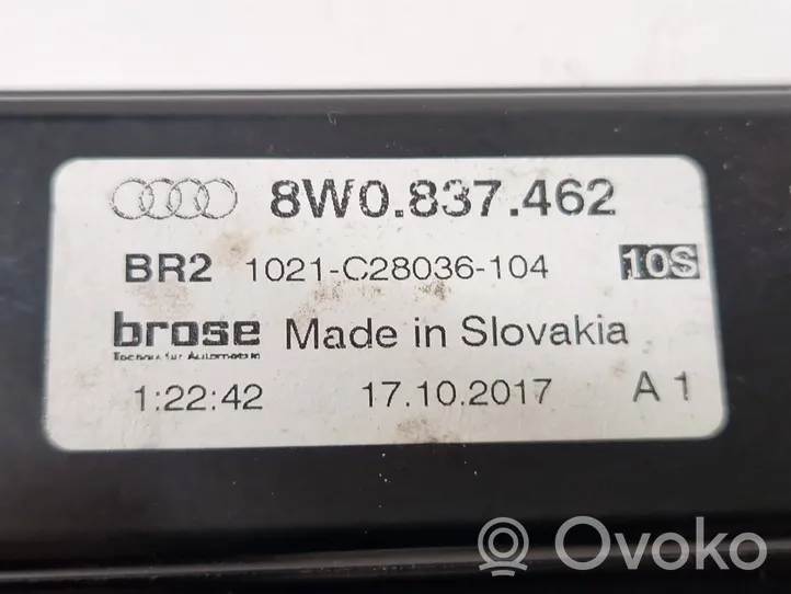 Audi A4 S4 B9 Front door window regulator with motor 8W0837462