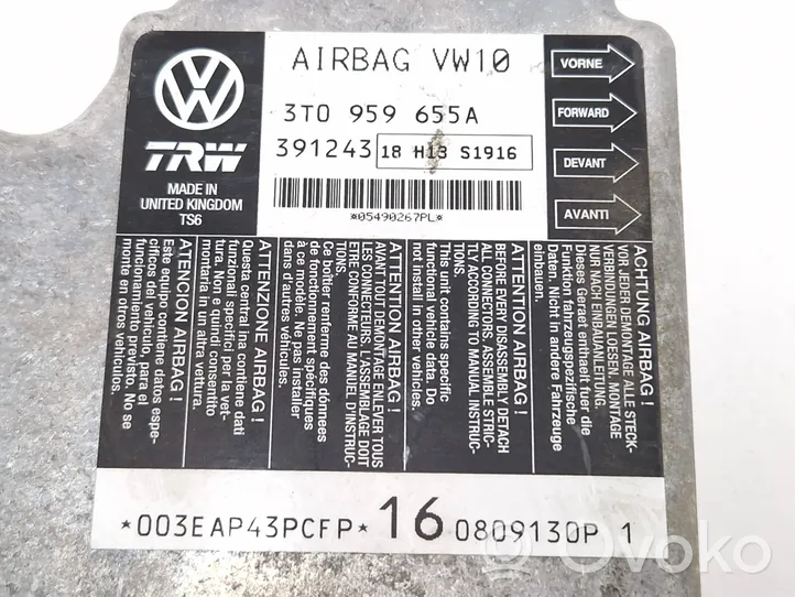 Skoda Superb B6 (3T) Sterownik / Moduł Airbag 3T0959655A