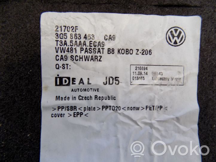 Volkswagen PASSAT B8 Tavaratilan kaukalon tekstiilikansi 3G5863463