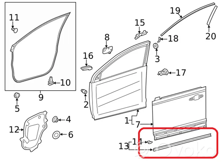 Toyota RAV 4 (XA50) Joint en caoutchouc de porte avant 6786342040