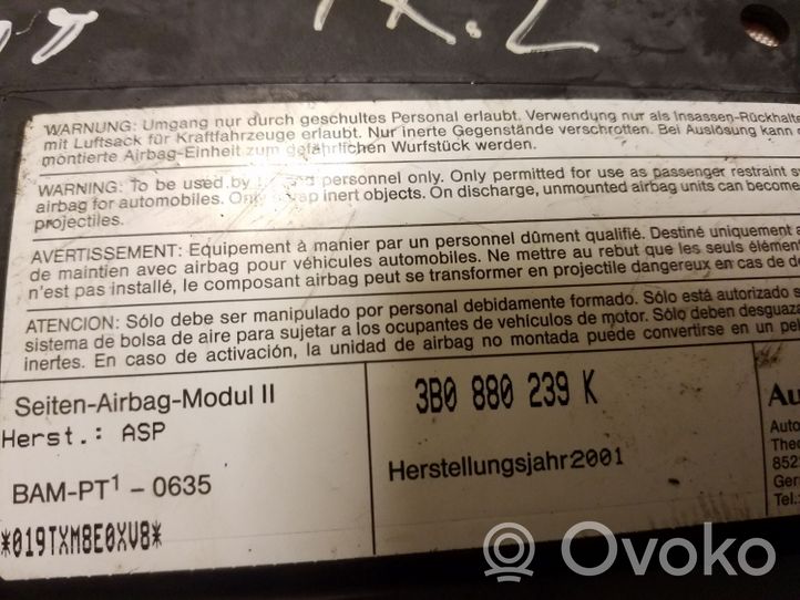 Volkswagen PASSAT B5.5 Poduszka powietrzna Airbag fotela 3B0880239K