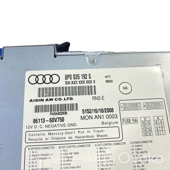 Audi A3 S3 8P Panel / Radioodtwarzacz CD/DVD/GPS 8P0035192S