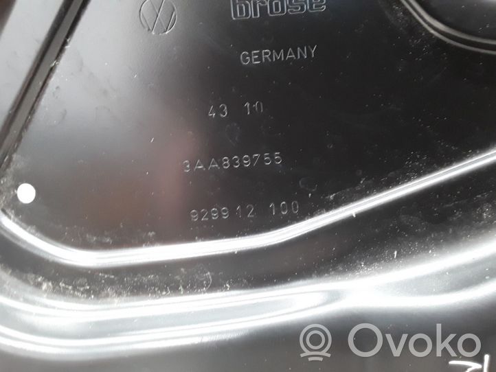 Volkswagen PASSAT B7 Mechanizm podnoszenia szyby tylnej bez silnika 3AA839755