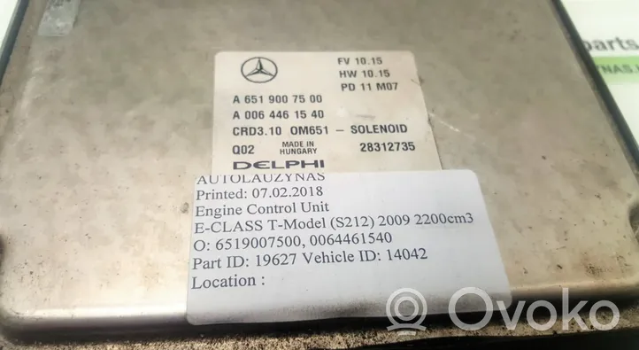 Mercedes-Benz E W212 Sterownik / Moduł ECU 