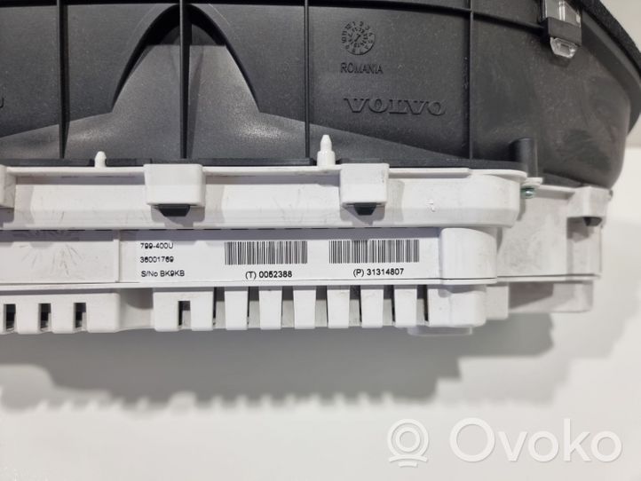 Volvo V60 Compteur de vitesse tableau de bord 31314807