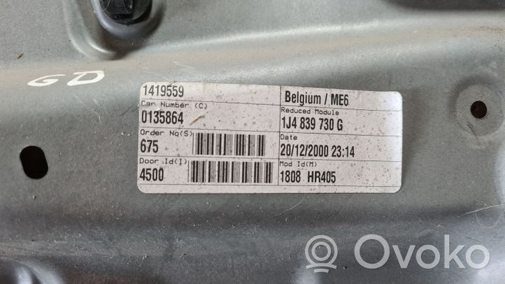 Volkswagen Golf IV Mechanizm podnoszenia szyby tylnej bez silnika 1J4839730G