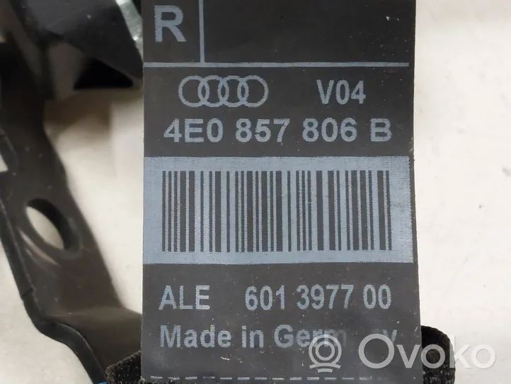 Audi A8 S8 D3 4E Pas bezpieczeństwa fotela tylnego 4E0857806B