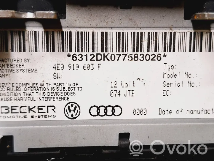 Audi A8 S8 D3 4E Monitor / wyświetlacz / ekran 4E0919603F