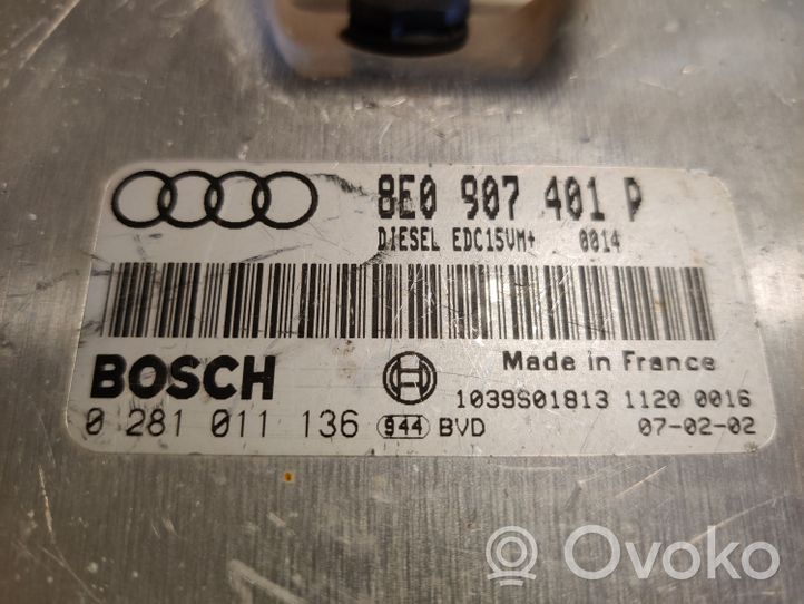 Audi A6 S6 C5 4B Moottorin ohjainlaite/moduuli 8E0907401P