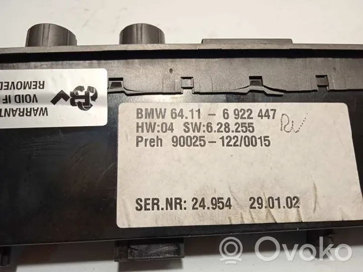 BMW 7 E65 E66 Oro kondicionieriaus/ klimato/ pečiuko valdymo blokas (salone) 64116922447