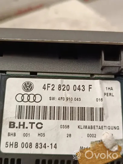 Audi A6 S6 C6 4F Unité de contrôle climatique 4F2820043F