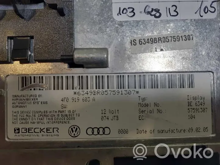 Audi A6 S6 C6 4F Schermo del visore a sovrimpressione 4F0919603A