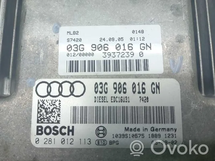 Audi A4 Allroad Unité de commande, module ECU de moteur 03G906016GN