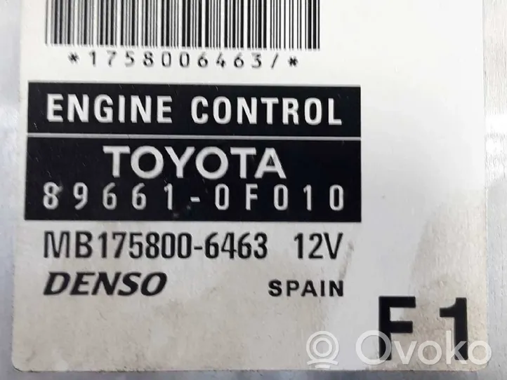 Toyota Corolla Verso E121 Komputer / Sterownik ECU silnika 896610F010