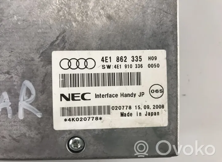 Audi A4 S4 B8 8K Puhelimen käyttöyksikkö/-moduuli 4E1862335